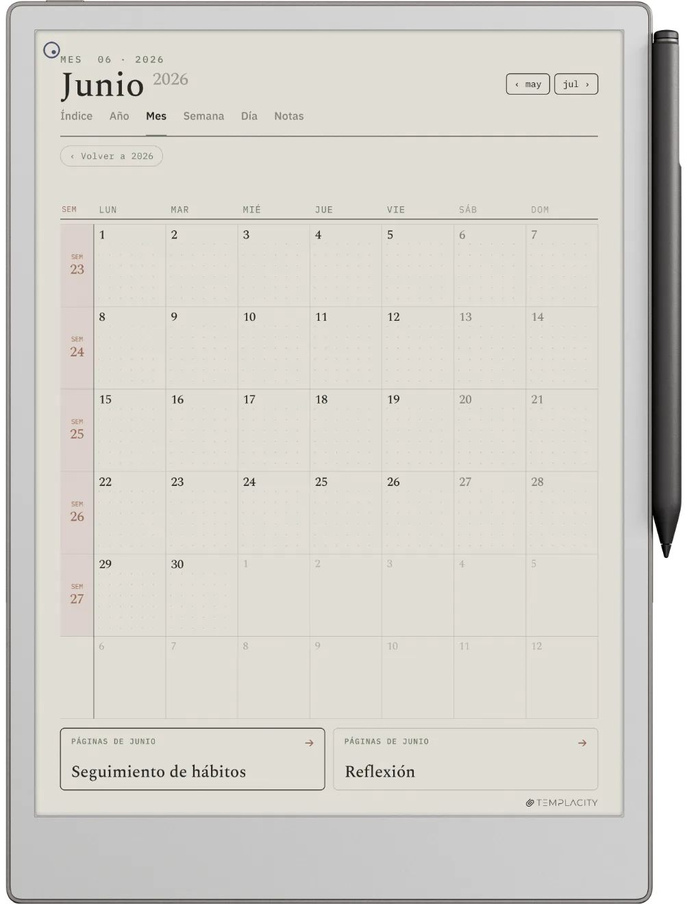 The Planner para reMarkable reMarkable Paper Pro página 3