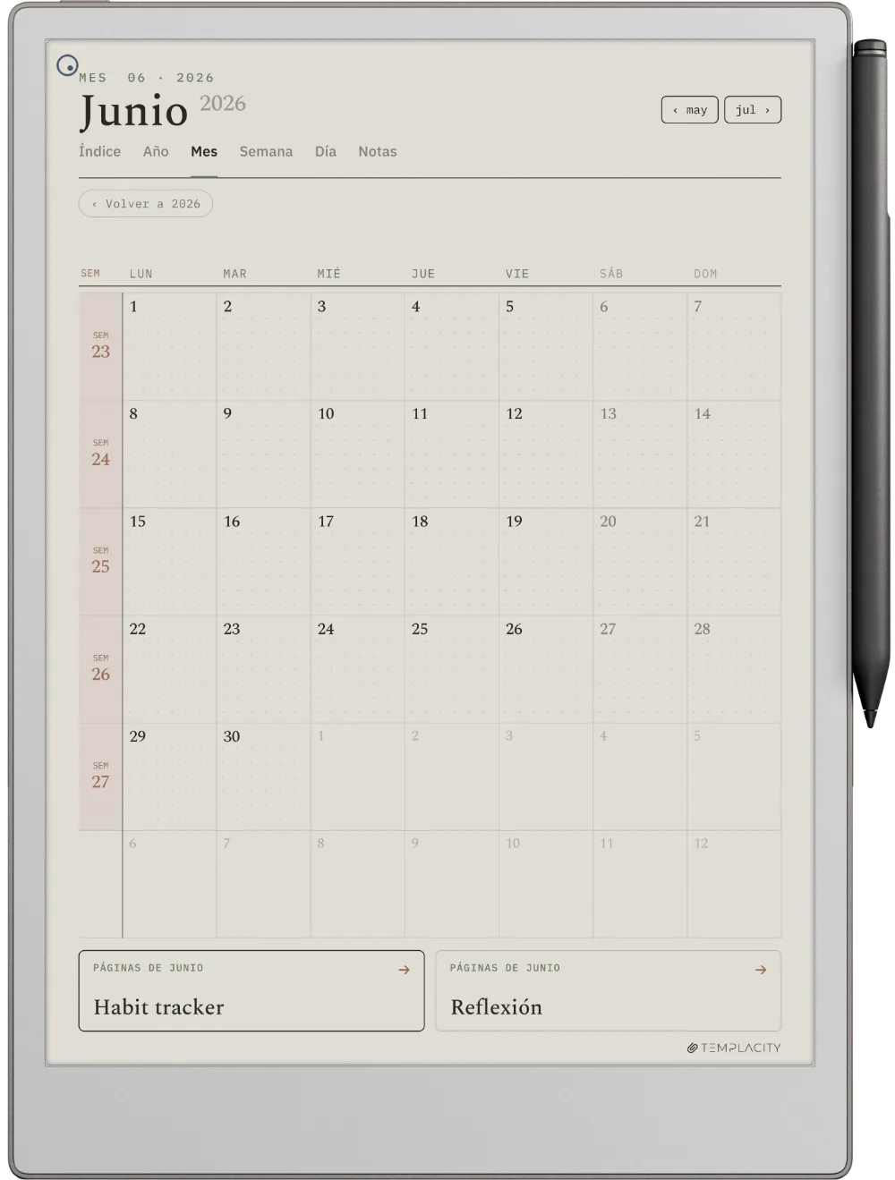 The Planner para reMarkable reMarkable Paper Pro página 3