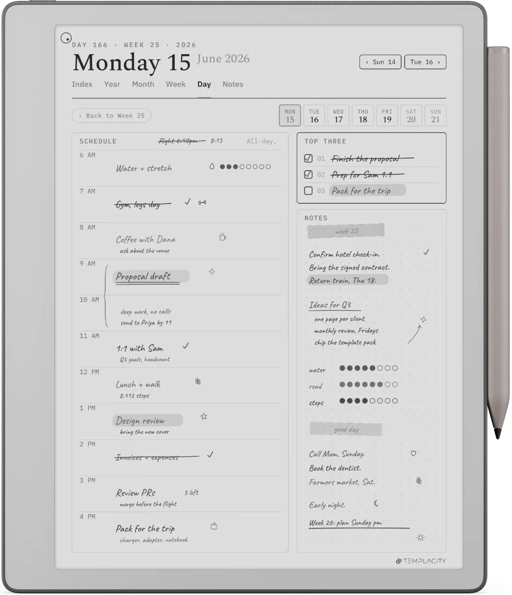 The Planner on the reMarkable Paper Pure