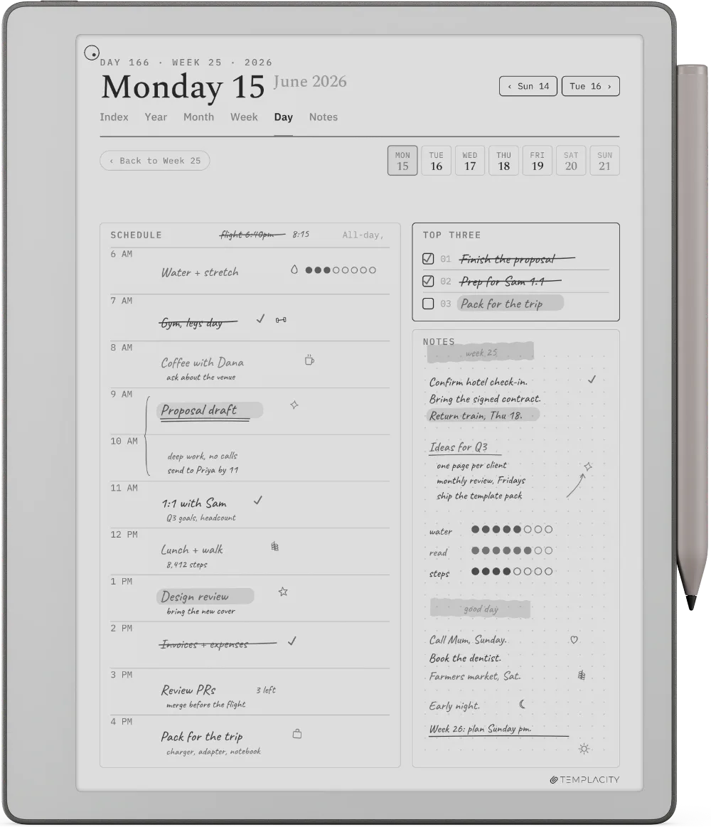 The Planner on the reMarkable Paper Pure