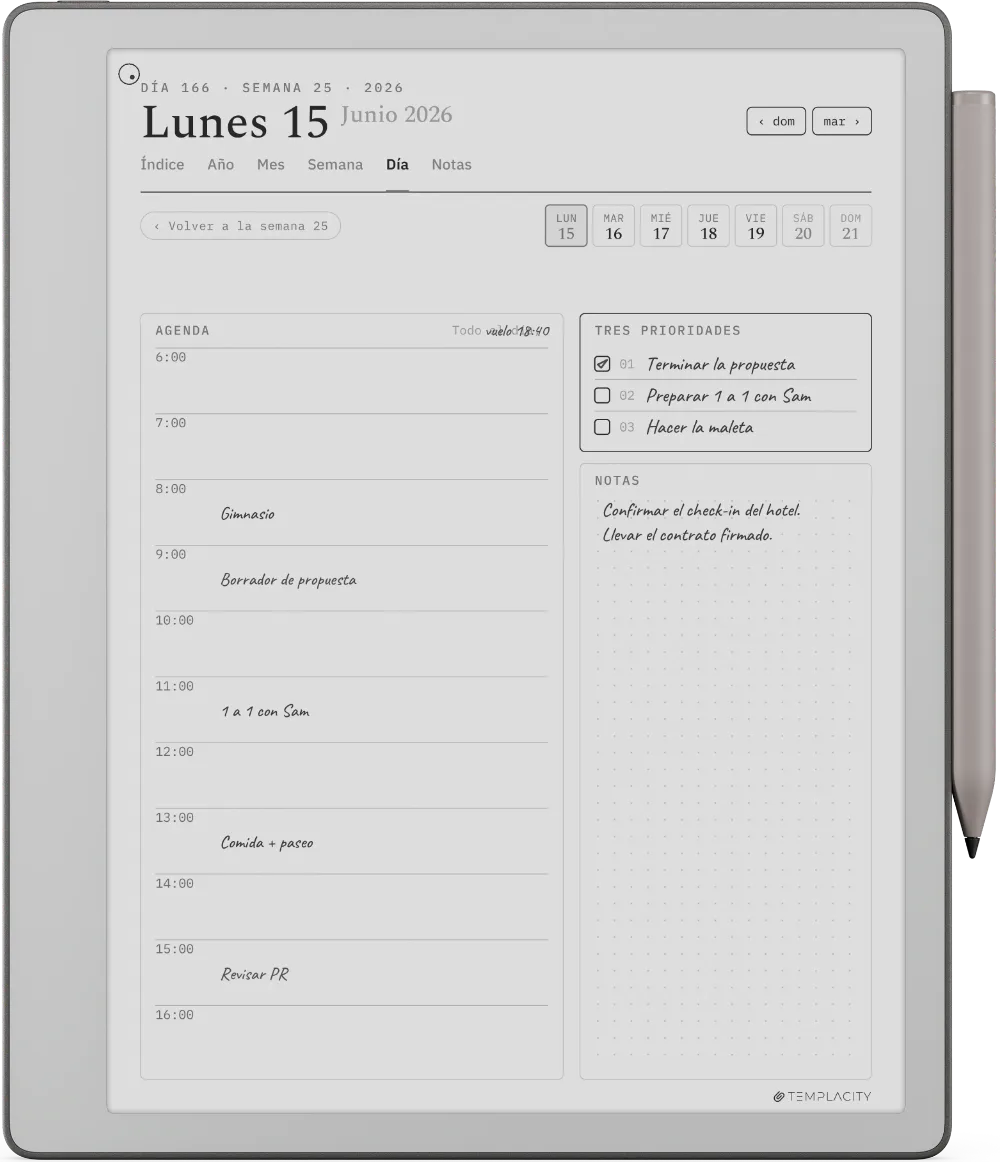 The Planner en el reMarkable Paper Pure