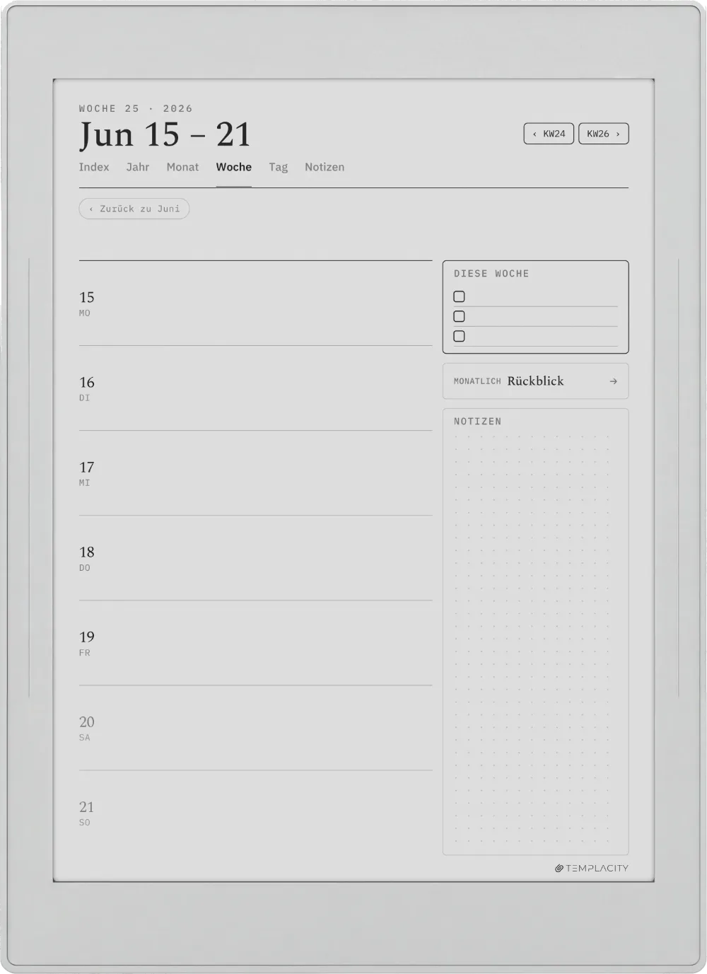The Planner für Supernote Supernote Nomad Seite 2