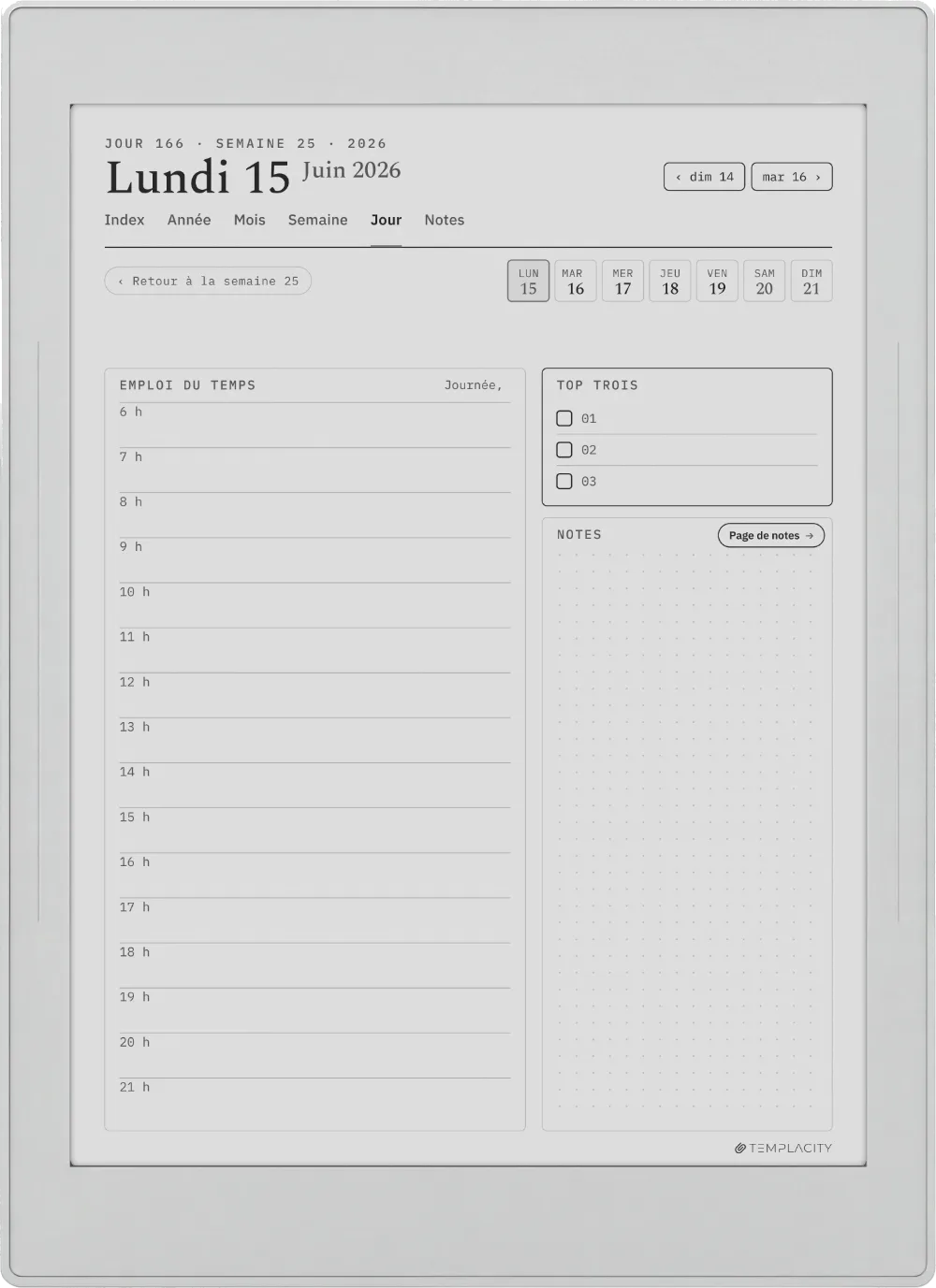Le Planner Le jour