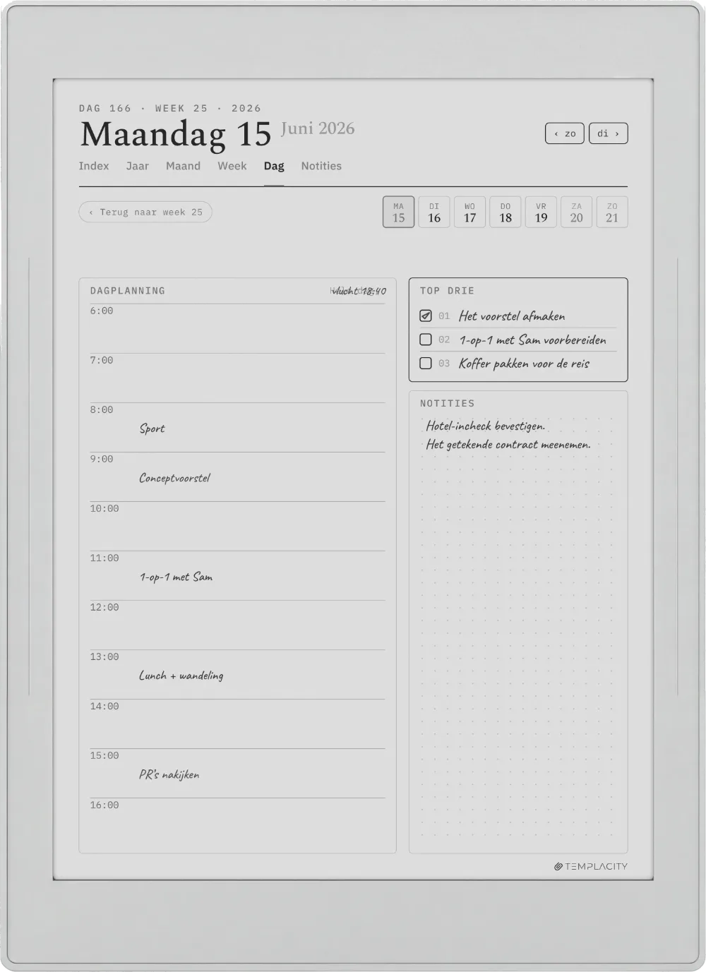 The Planner op de Supernote Nomad