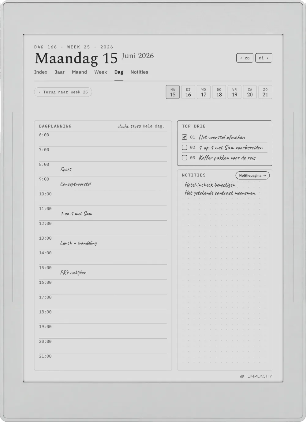 The Planner op de Supernote Nomad
