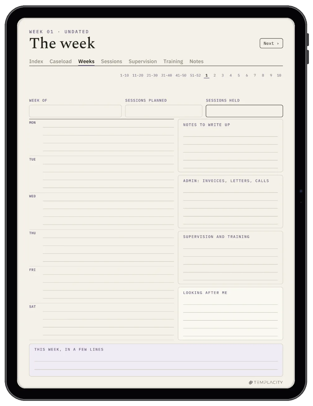 The Planner · Therapist iPad page 2
