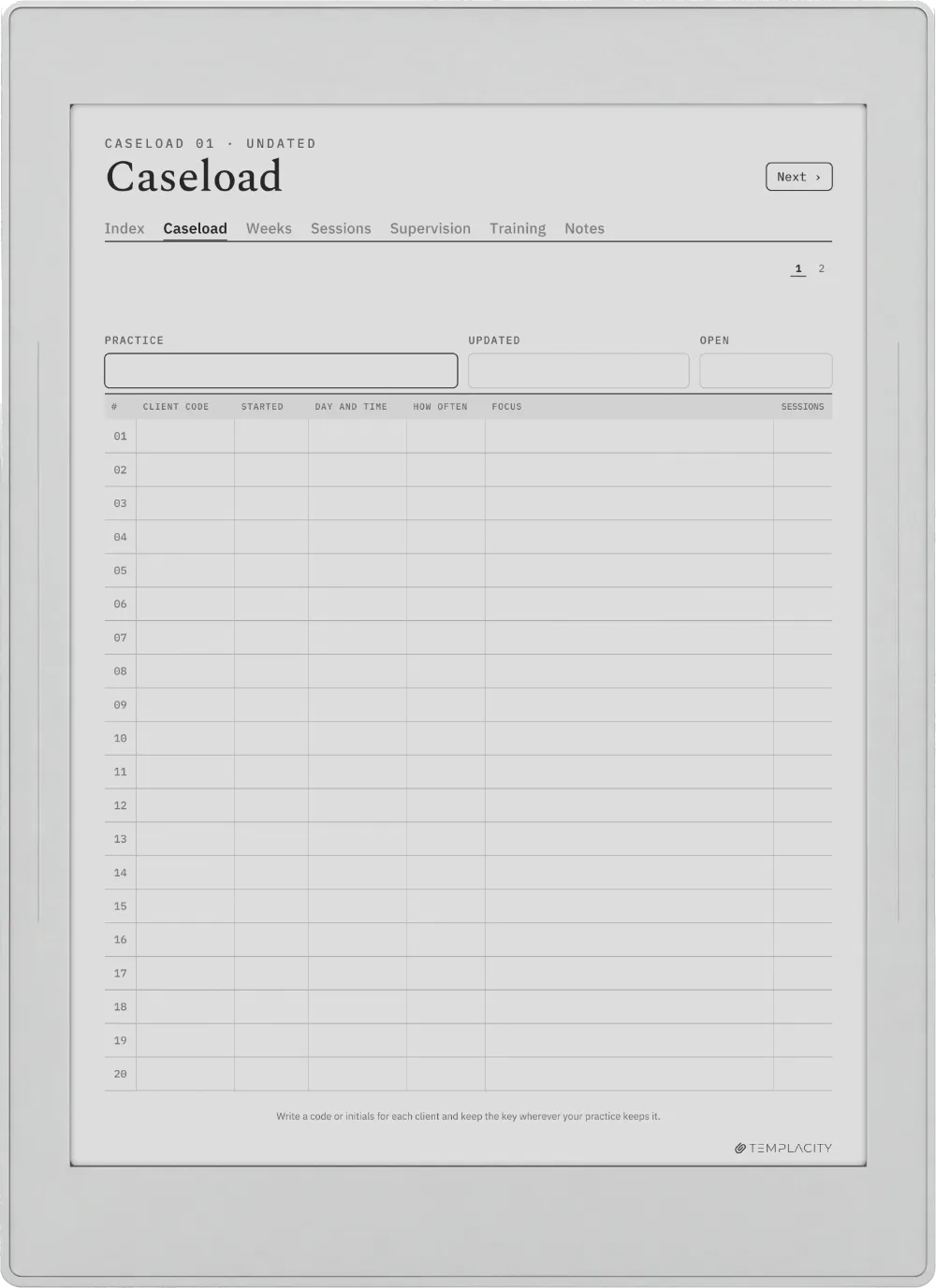 The Planner · Therapist Supernote Nomad page 1
