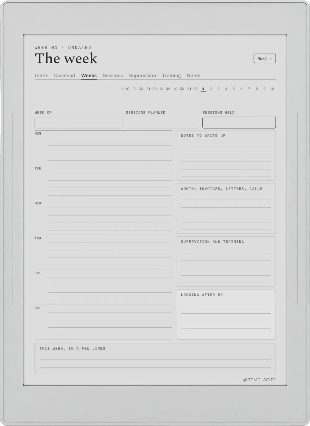 De Planner · Therapeut Supernote Nomad pagina 2