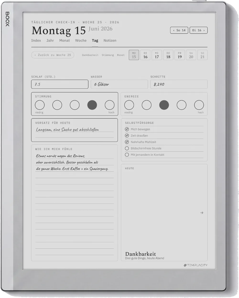 The Planner auf dem Boox Go 10.3