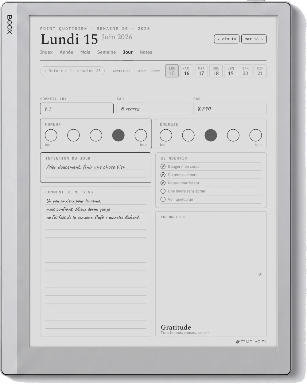 Le Planner sur la Boox Go 10.3