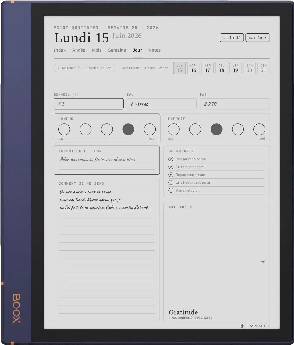 Le Planner sur la Boox Note Air2