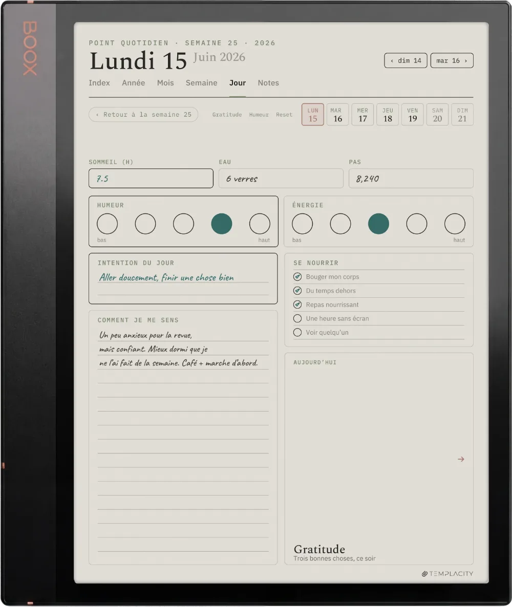 Le Planner sur la Boox Note Air3 C