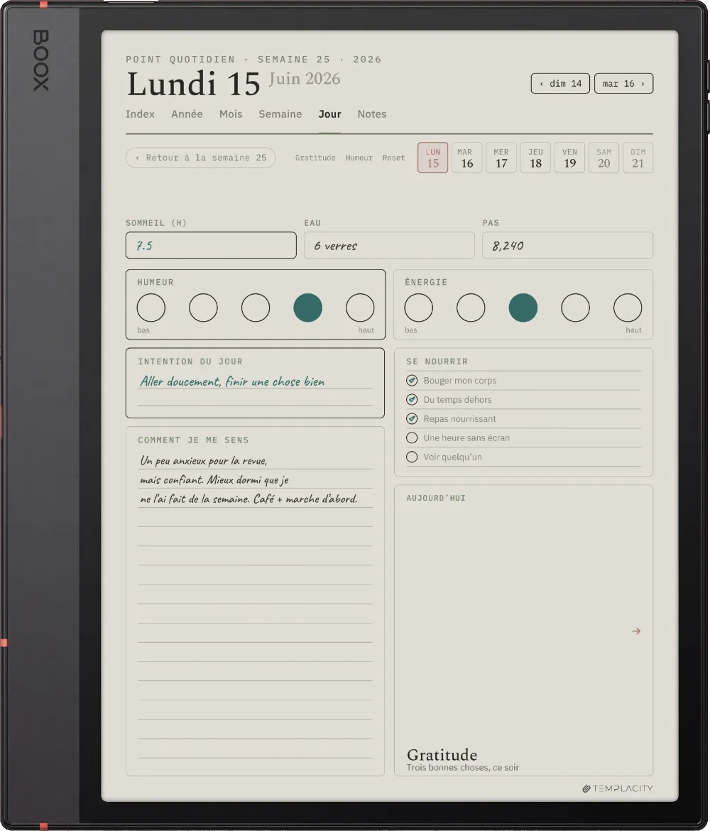 Le Planner sur la Boox Note Air5 C