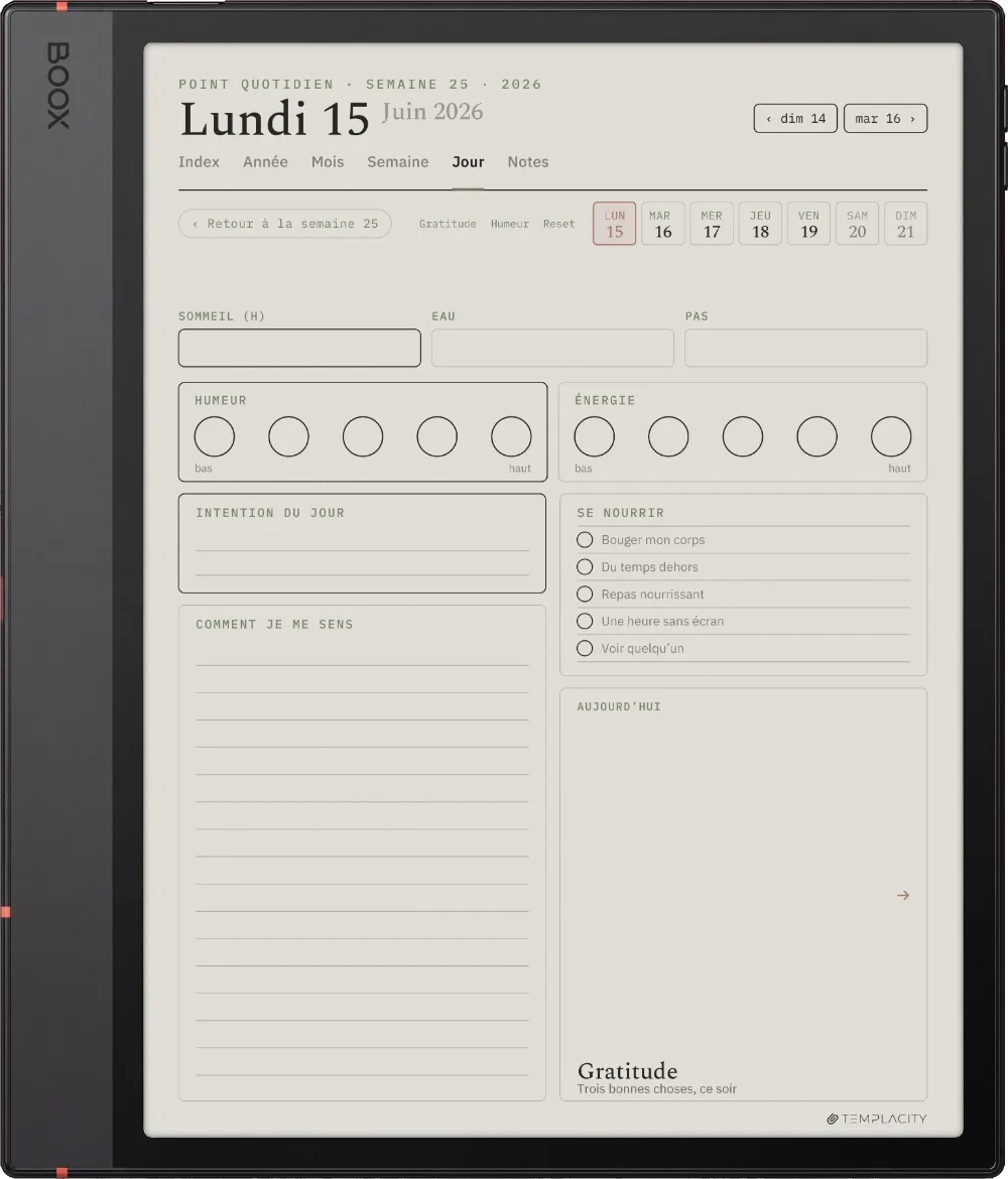 Le Planner Le point quotidien
