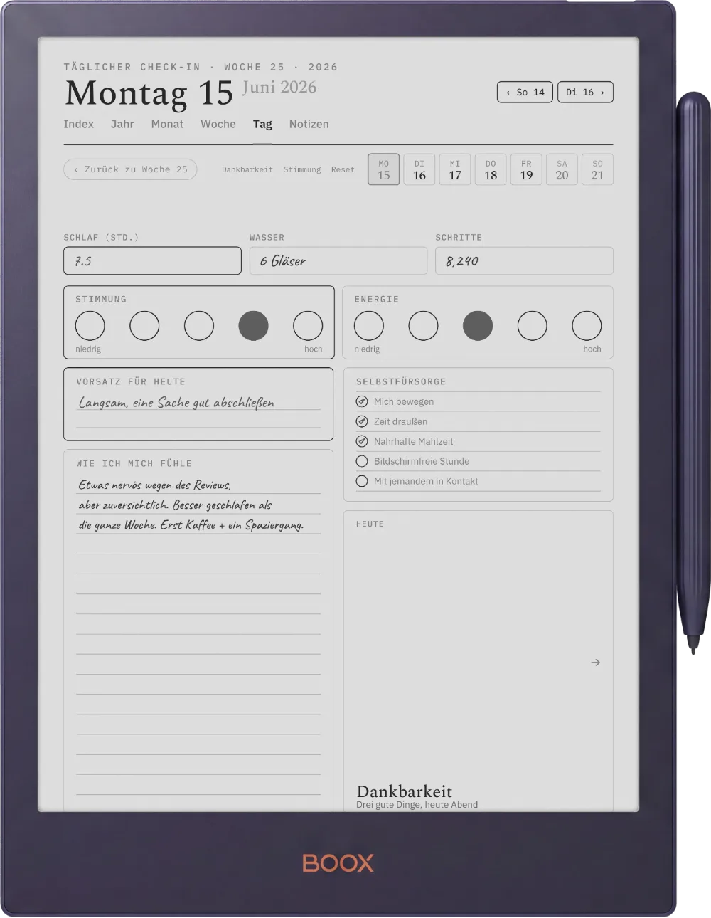 The Planner auf dem Boox Note5