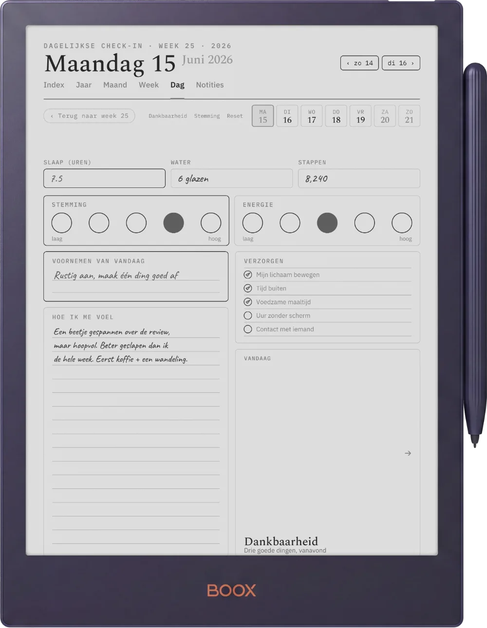 The Planner op de Boox Note5