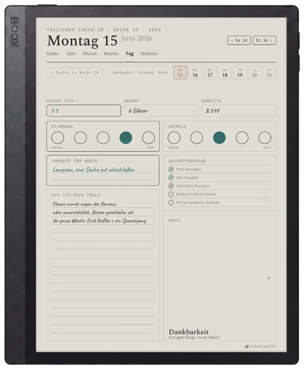 The Planner auf dem Boox Tab Ultra C Pro