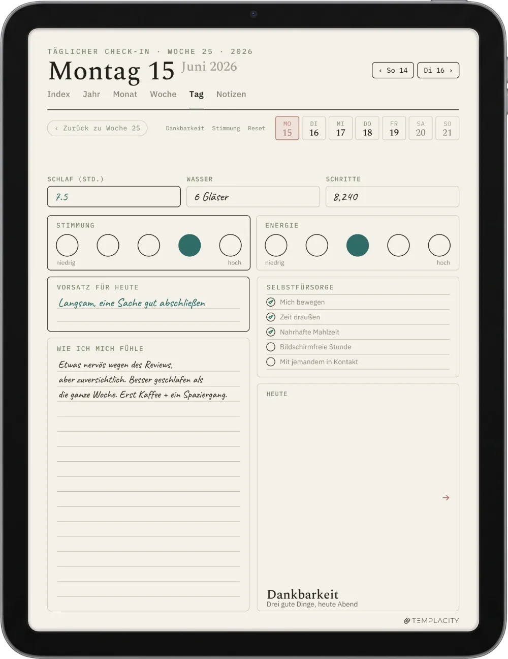 The Planner auf dem iPad