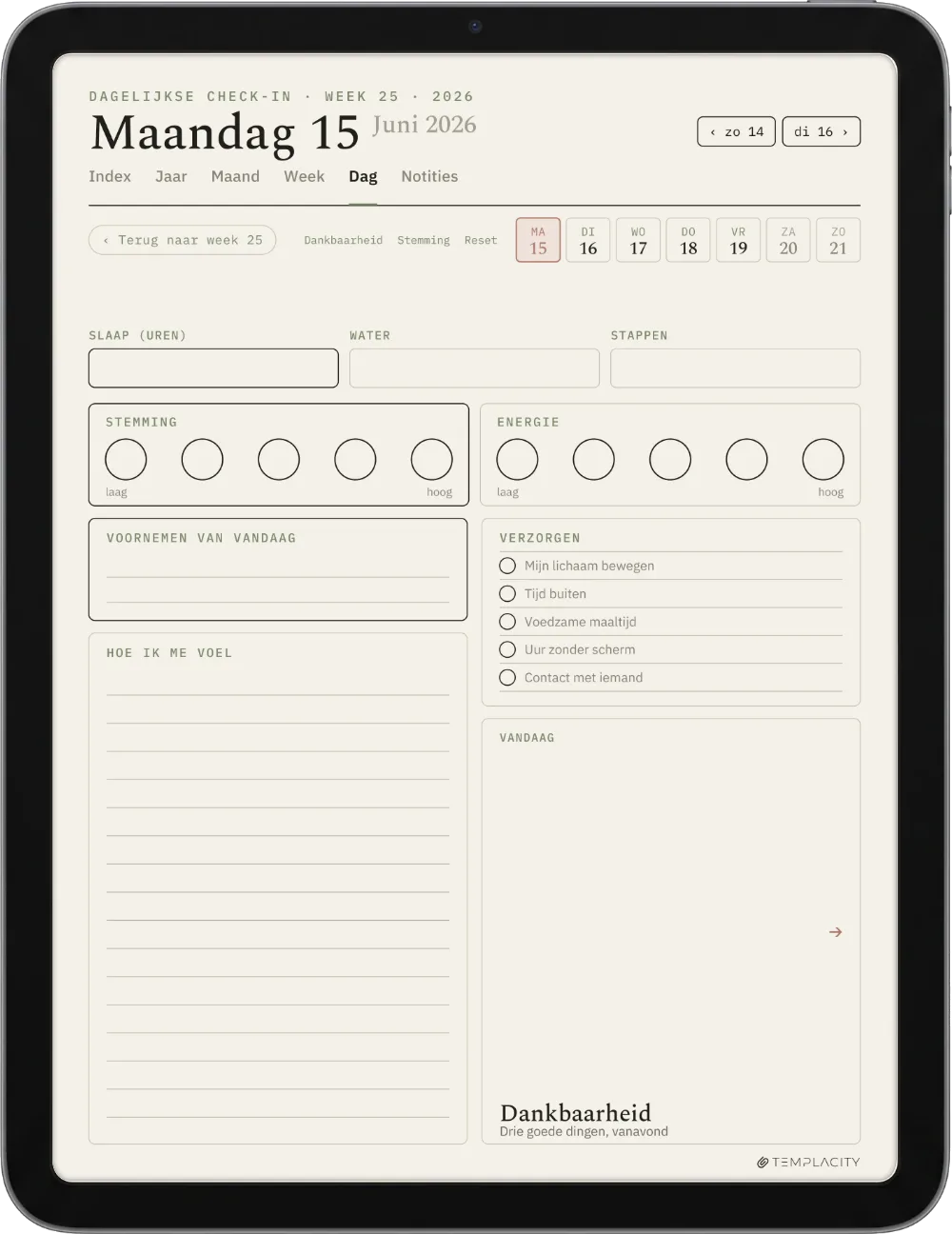 The Planner De dagelijkse check-in