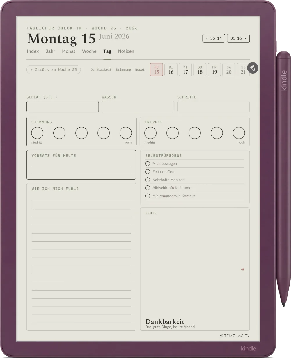 The Planner · Wellness Kindle Scribe Colorsoft Seite 1