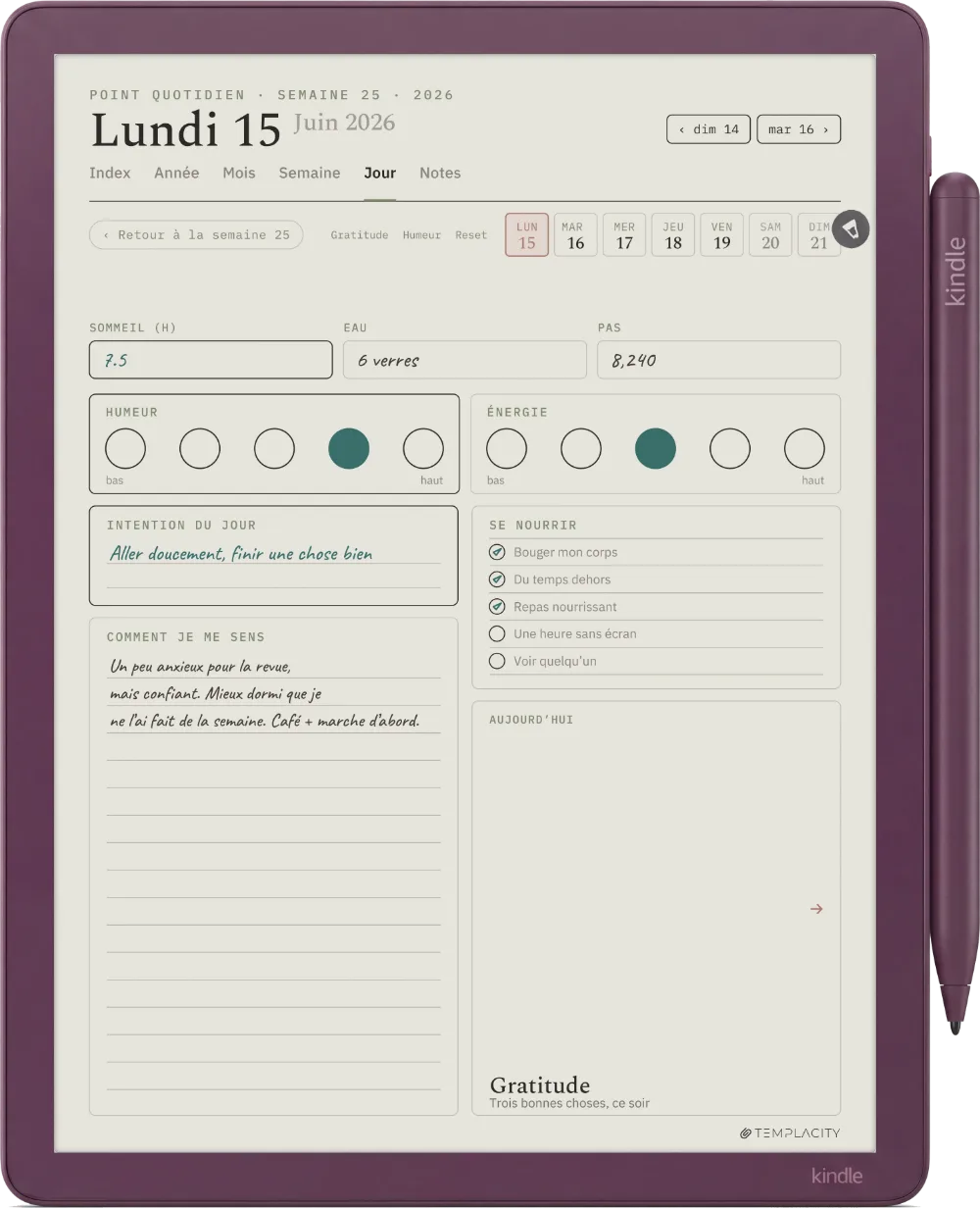 Le Planner sur la Kindle Scribe Colorsoft
