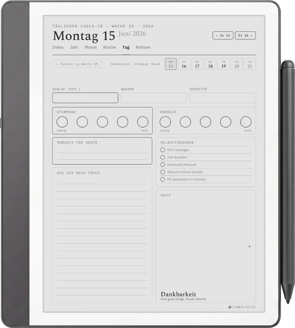 The Planner · Wellness Kindle Scribe Seite 1