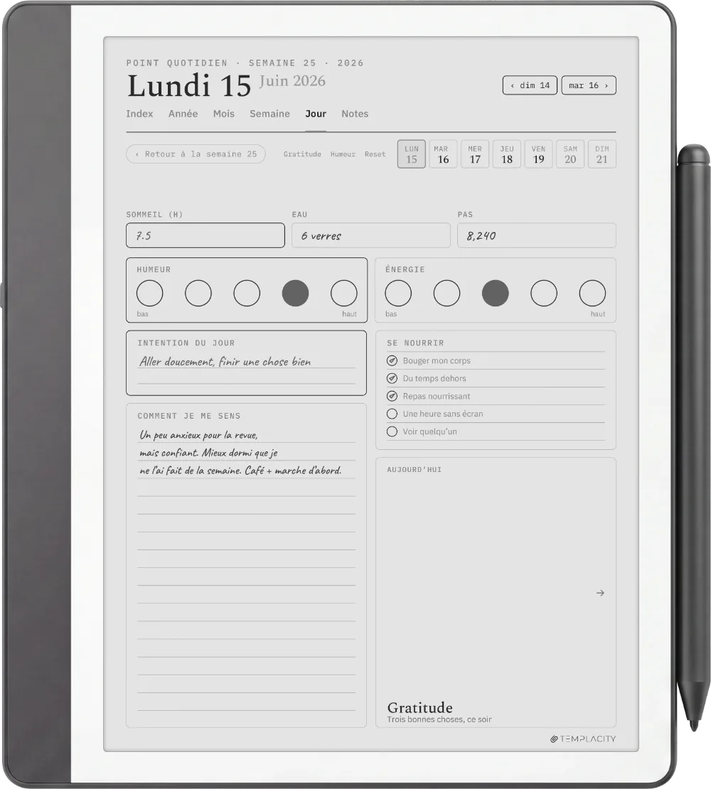 Le Planner sur la Kindle Scribe