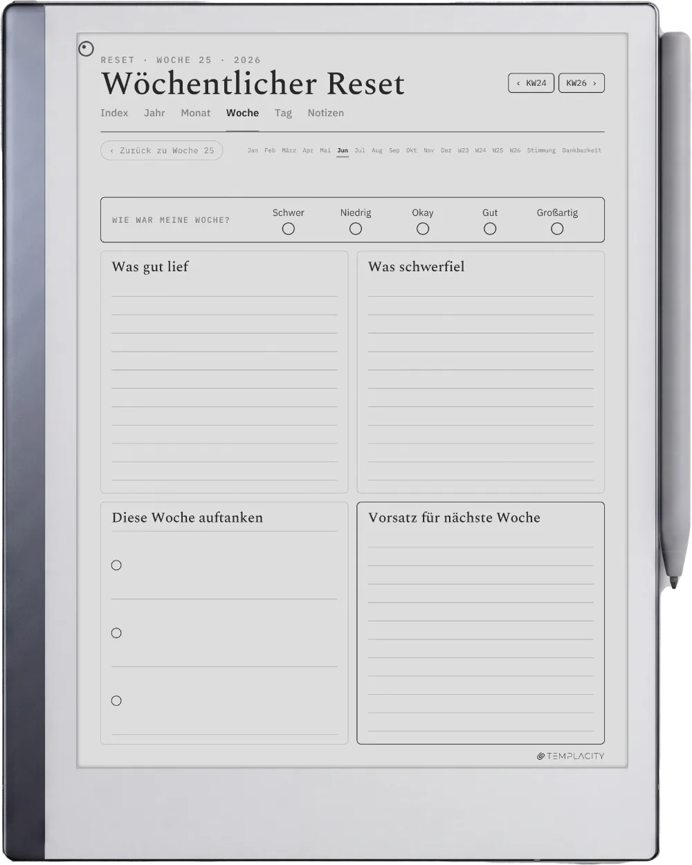 The Planner · Wellness reMarkable 2 Seite 3
