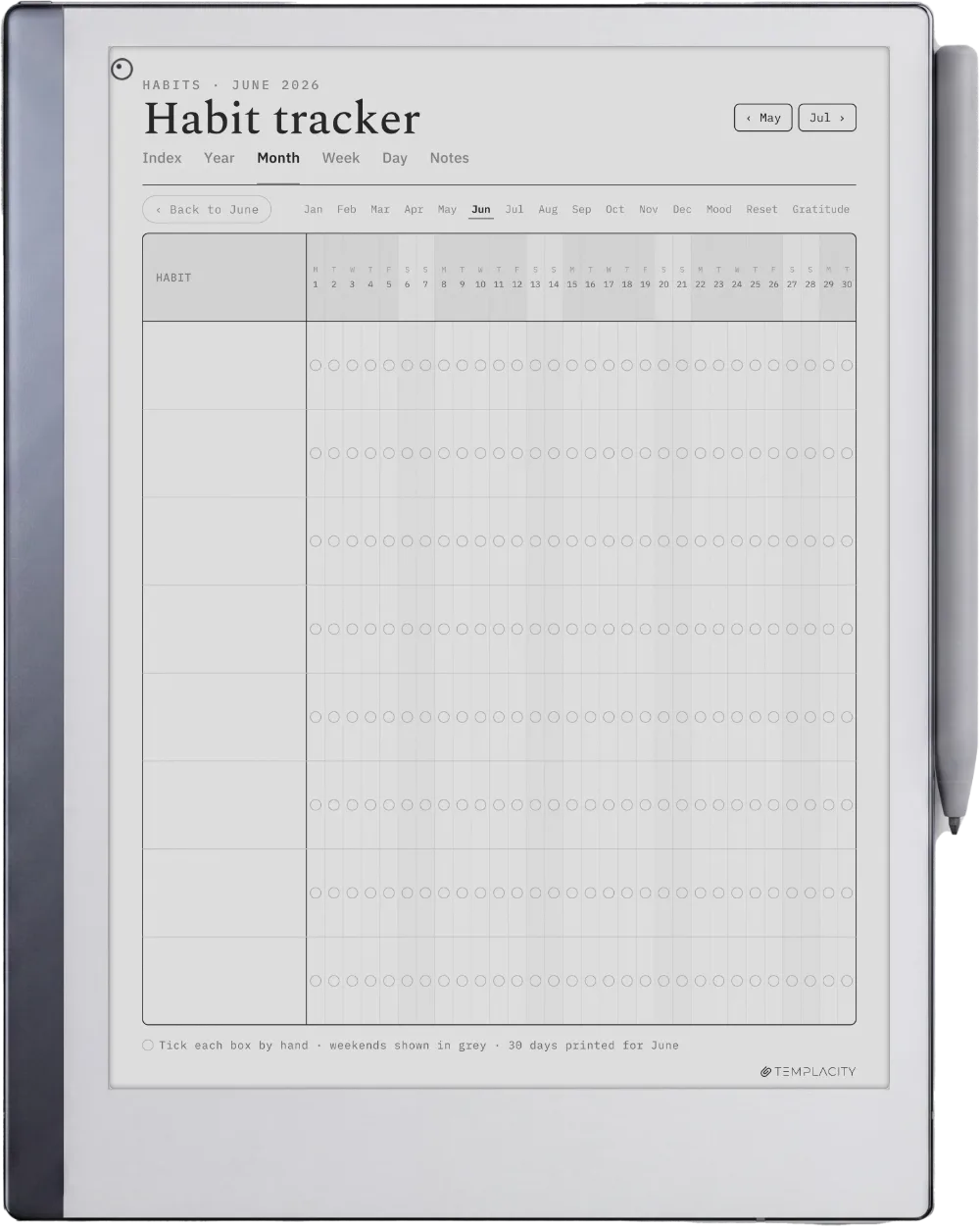The Planner · Wellness reMarkable 2 page 5