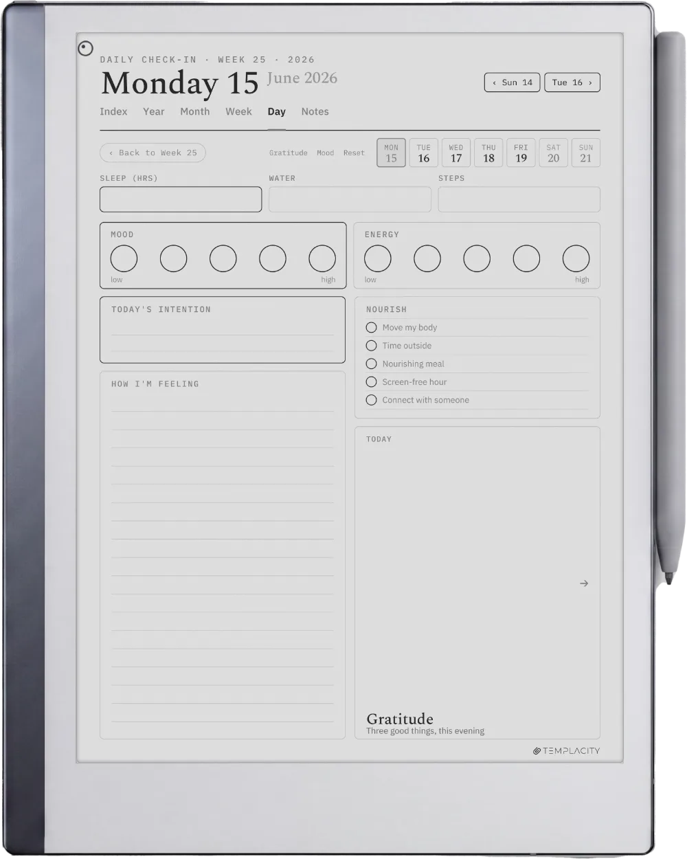 The Planner · Wellness reMarkable 2 page 1