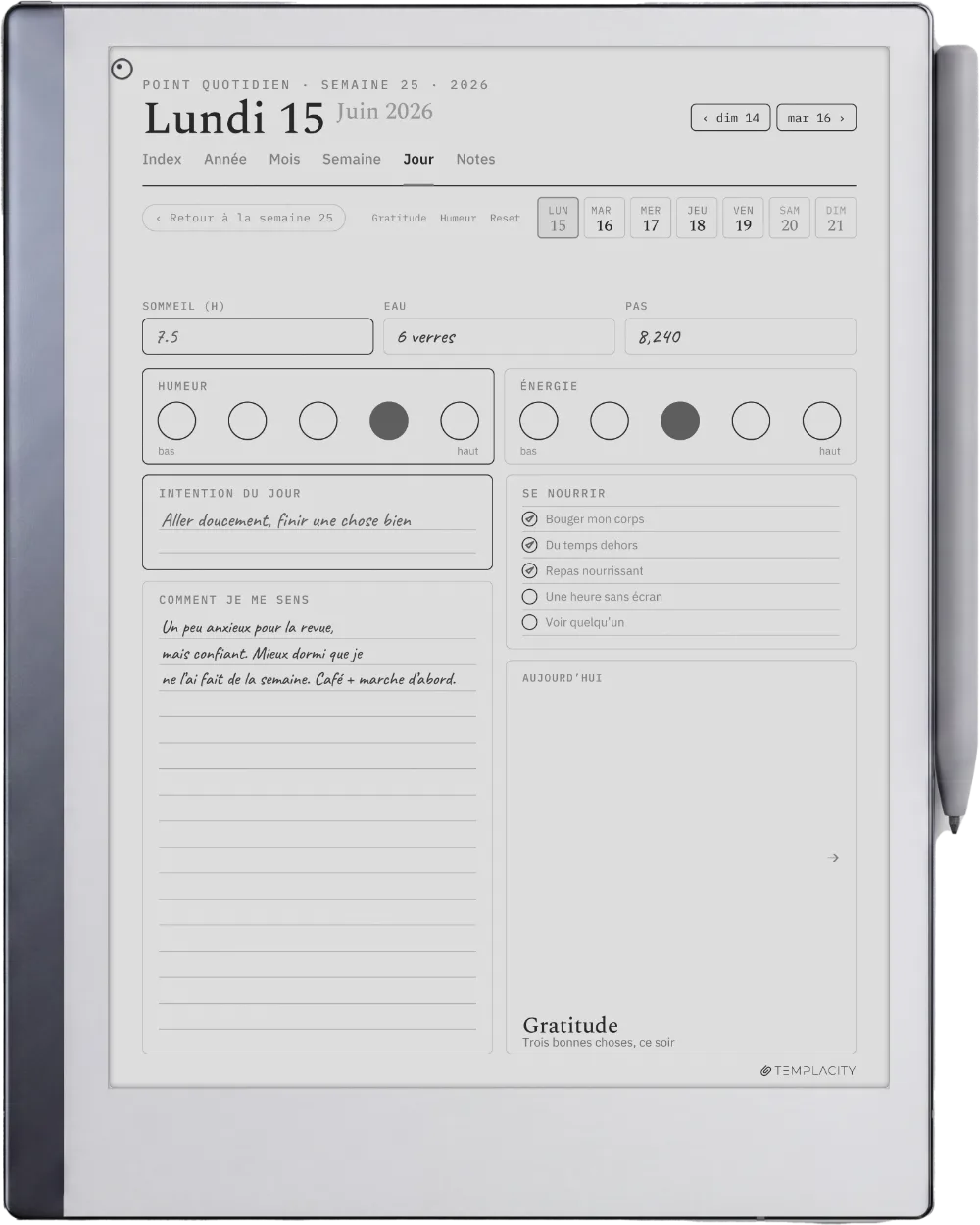 Le Planner sur la reMarkable 2