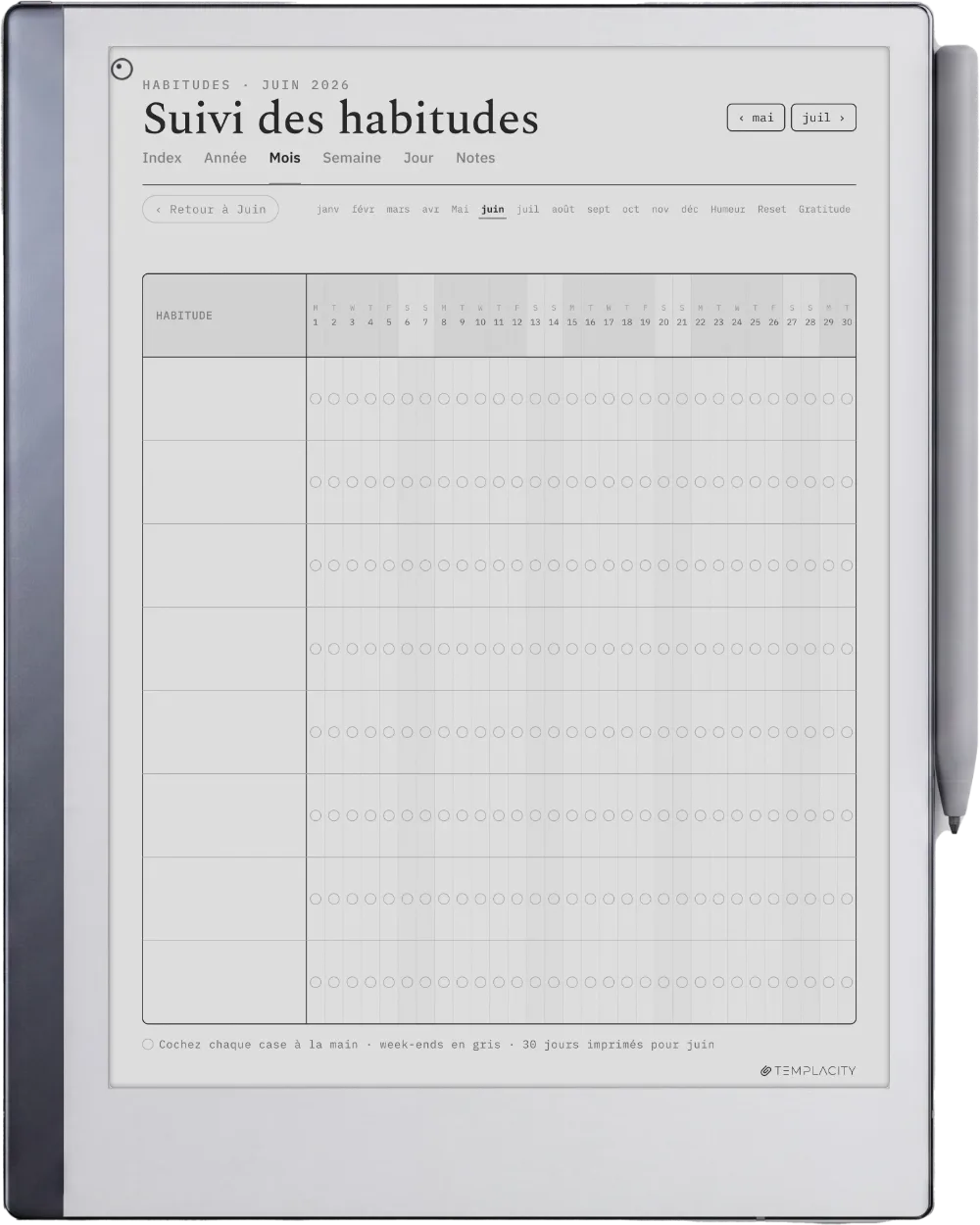 The Planner · Bien-être reMarkable 2 page 5