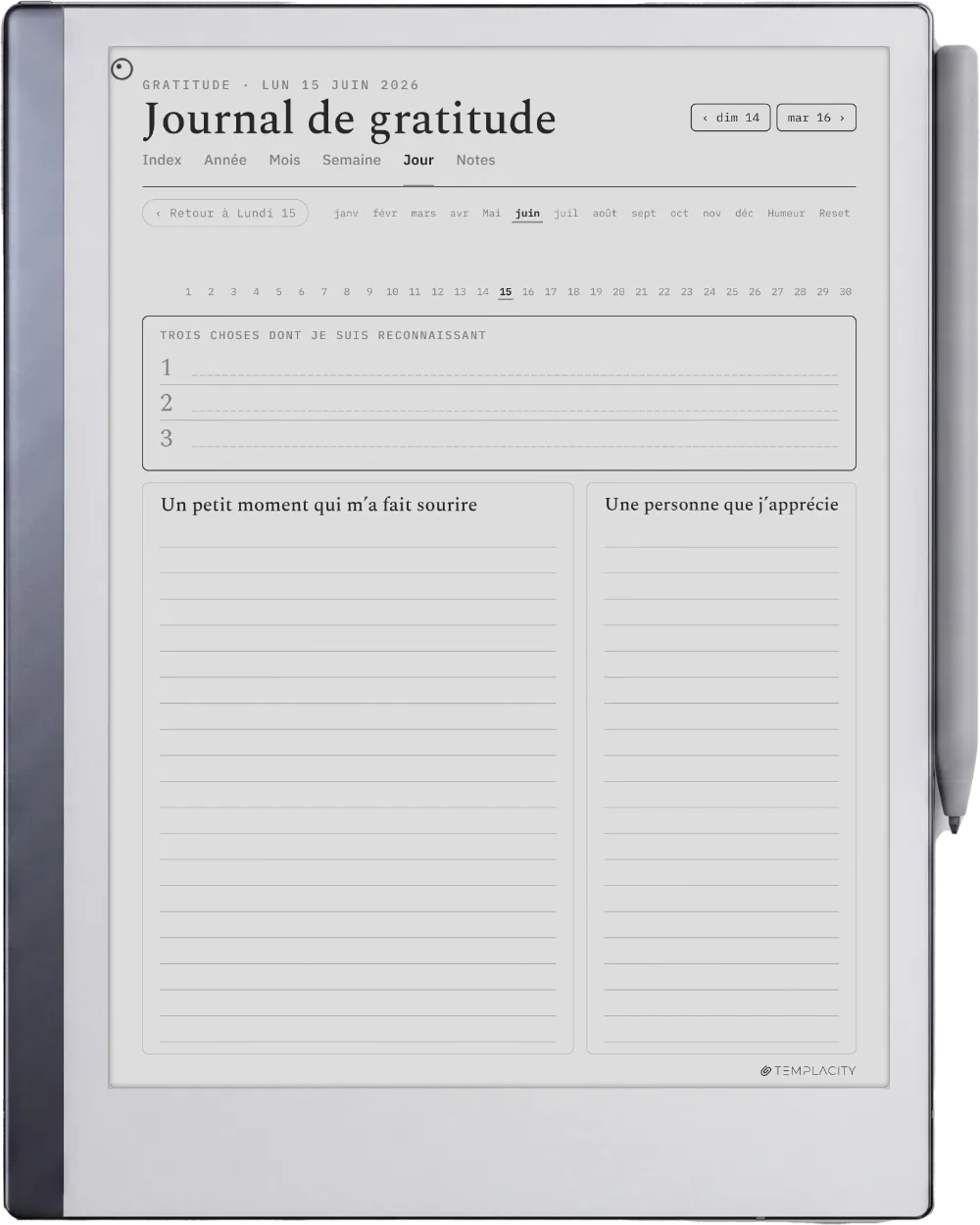 The Planner · Bien-être reMarkable 2 page 4