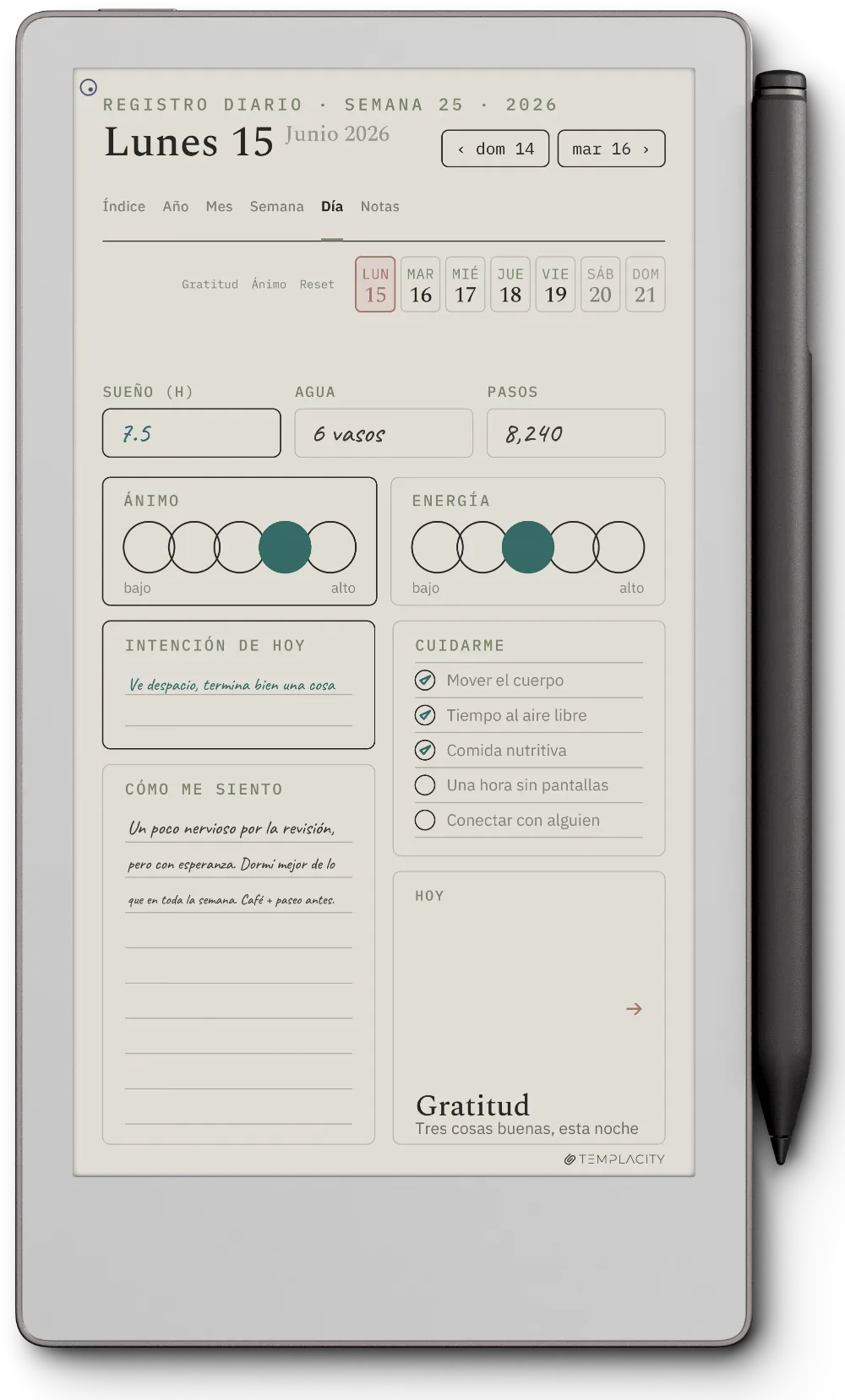 The Planner en el reMarkable Paper Pro Move