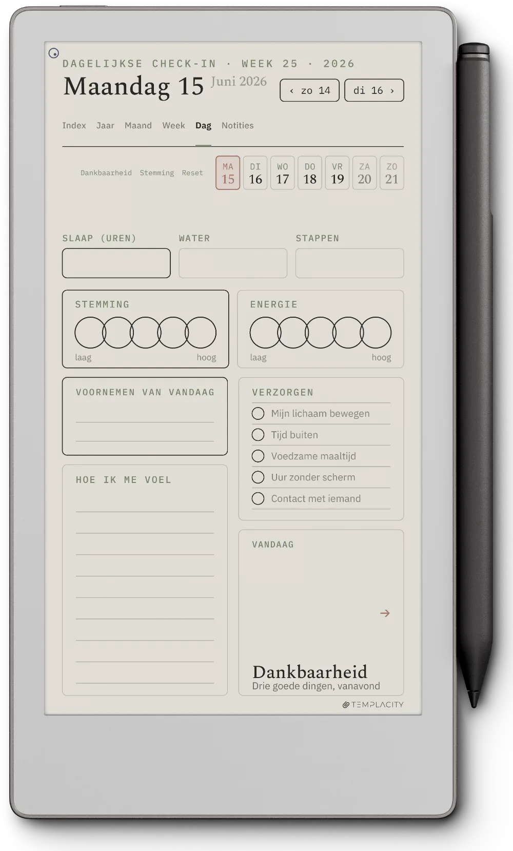 The Planner De dagelijkse check-in