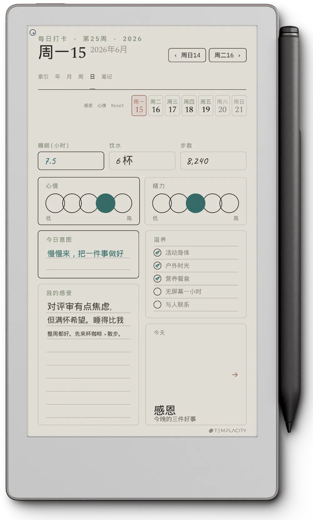 reMarkable Paper Pro Move 上的规划本
