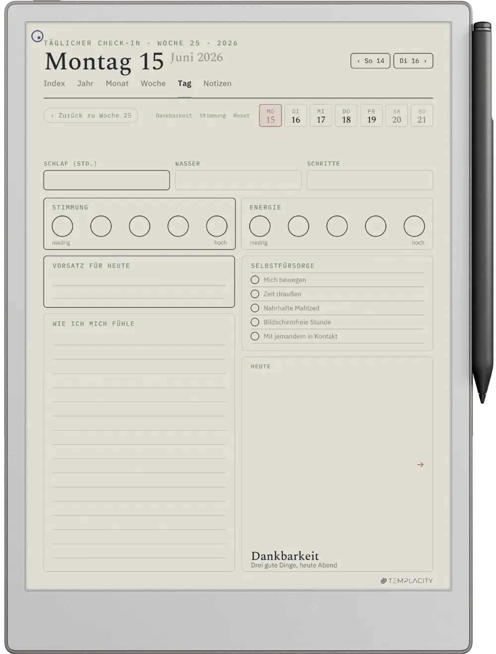 Der Planer: Der tägliche Check-in
