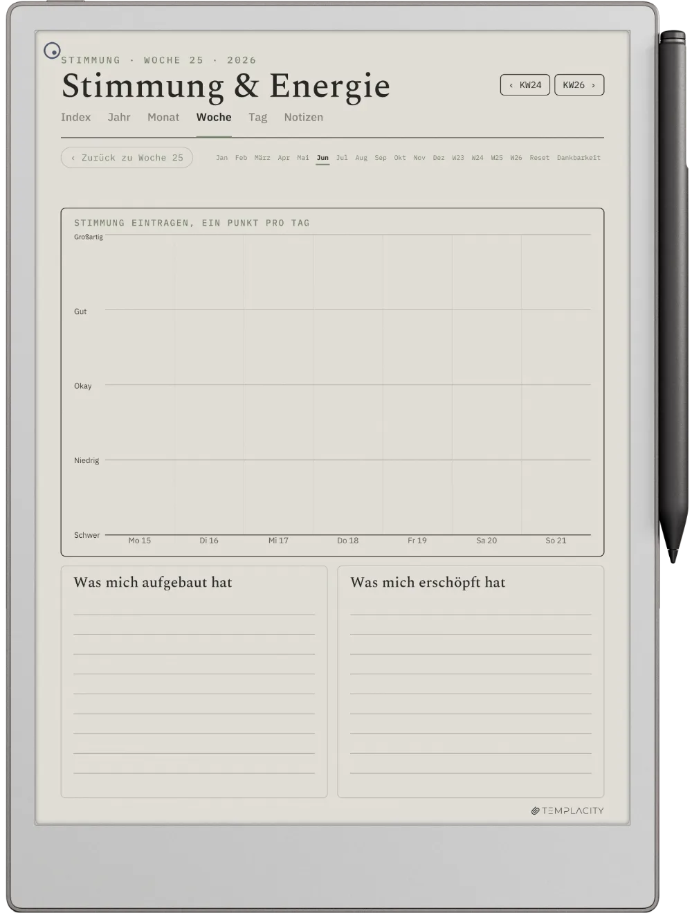 The Planner · Wellness reMarkable Paper Pro Seite 2