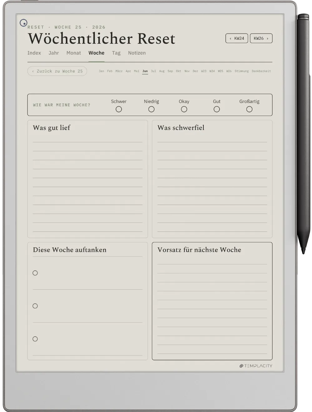 The Planner · Wellness reMarkable Paper Pro Seite 3