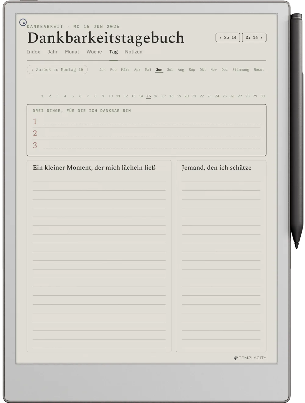 The Planner · Wellness reMarkable Paper Pro Seite 4