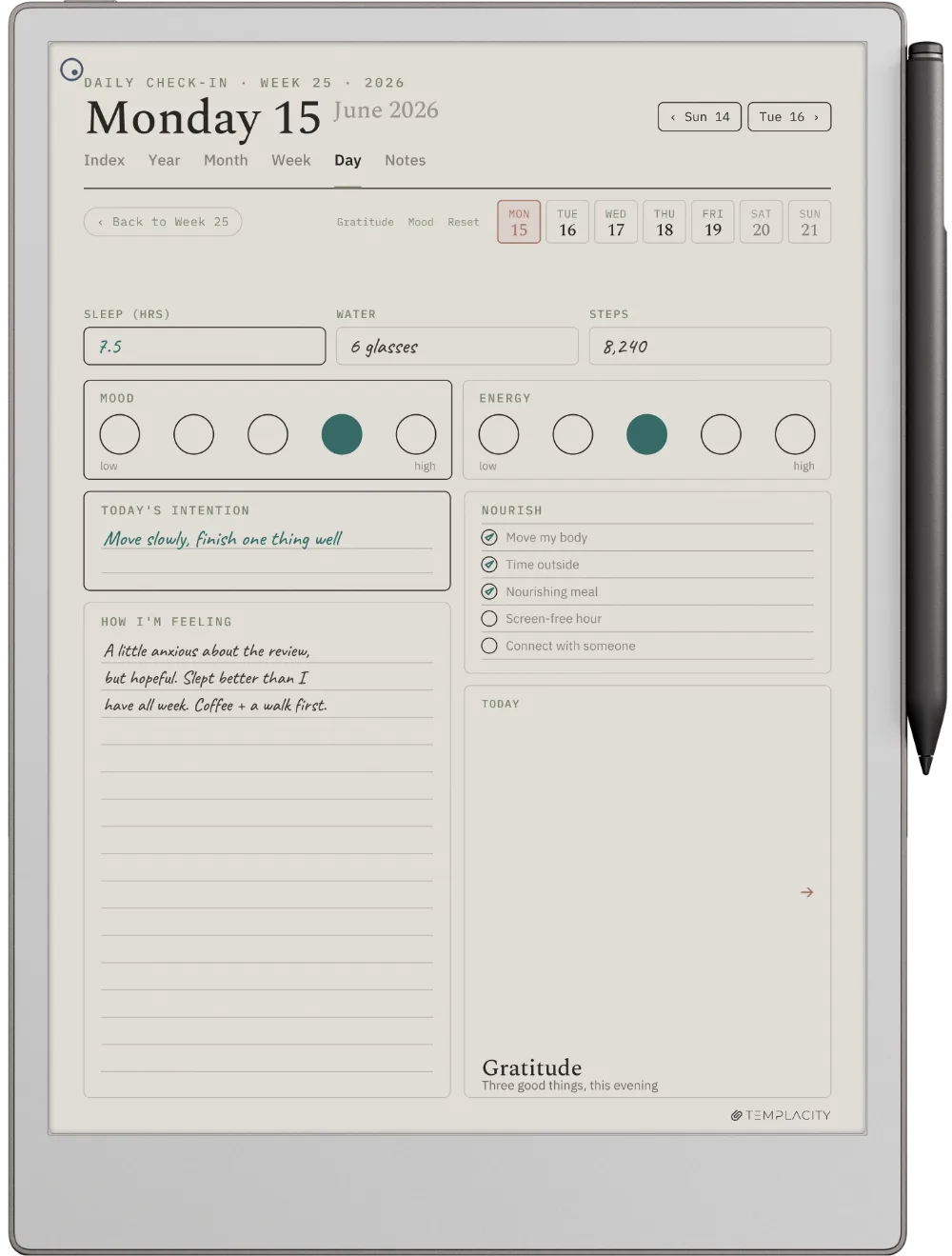 Planner digital de bienestar