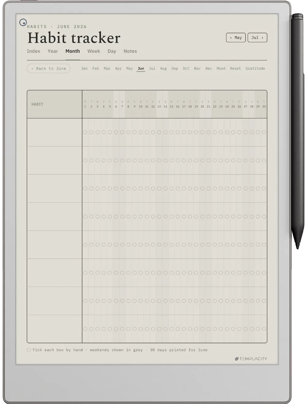 The Planner · Wellness reMarkable Paper Pro page 5