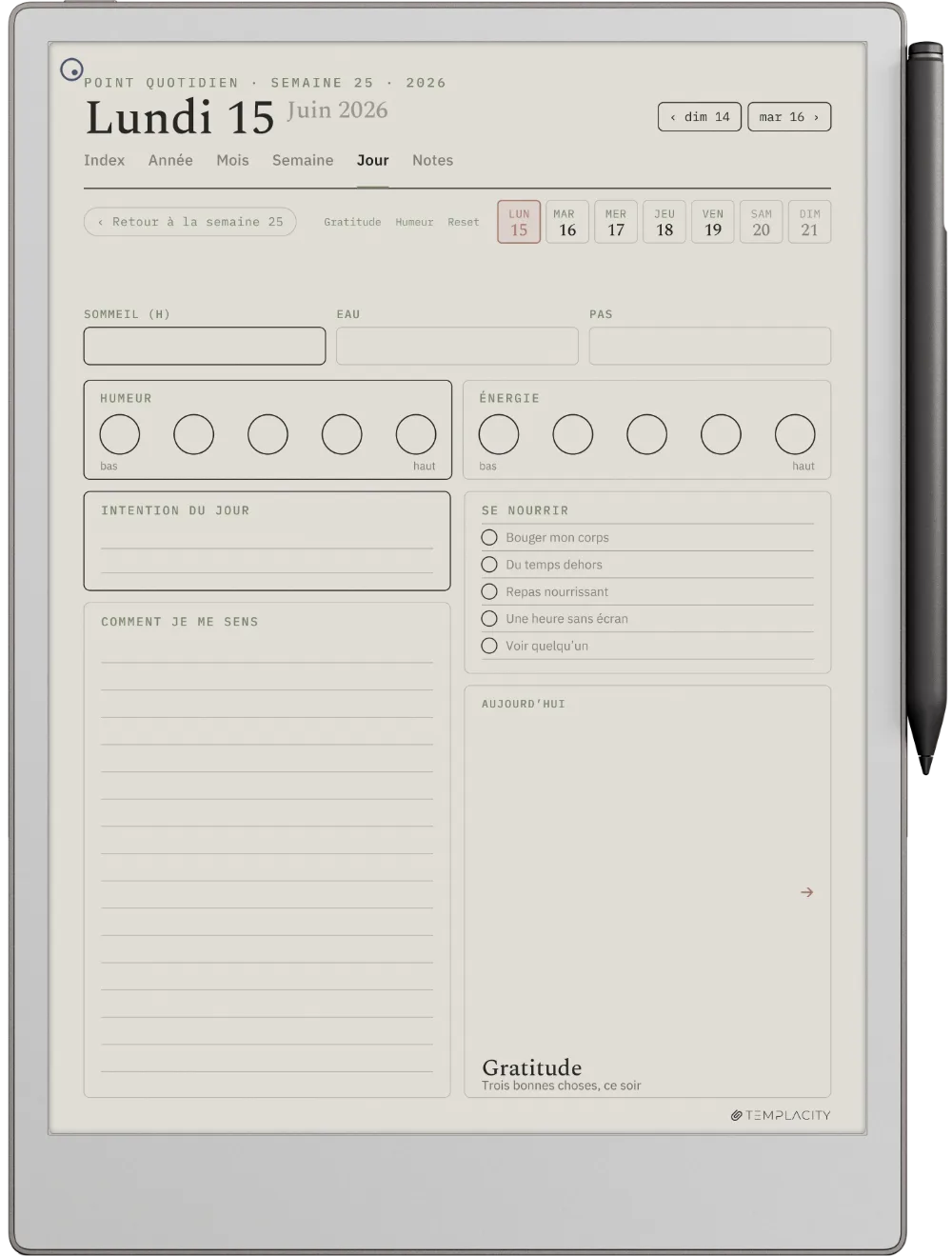 The Planner · Bien-être reMarkable Paper Pro page 1