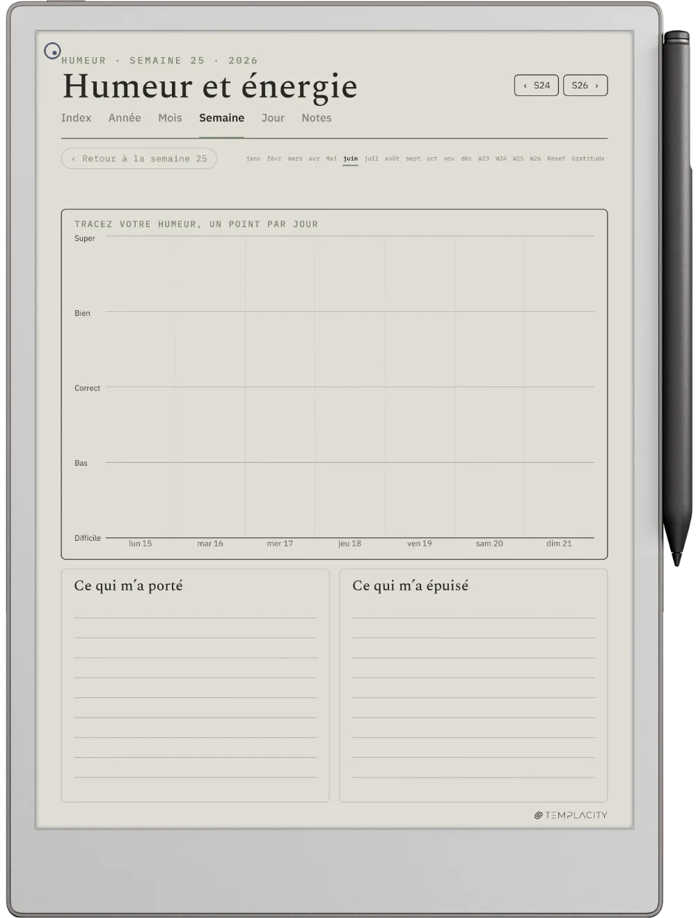 The Planner · Bien-être reMarkable Paper Pro page 2