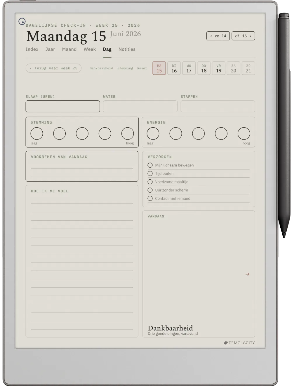 The Planner De dagelijkse check-in