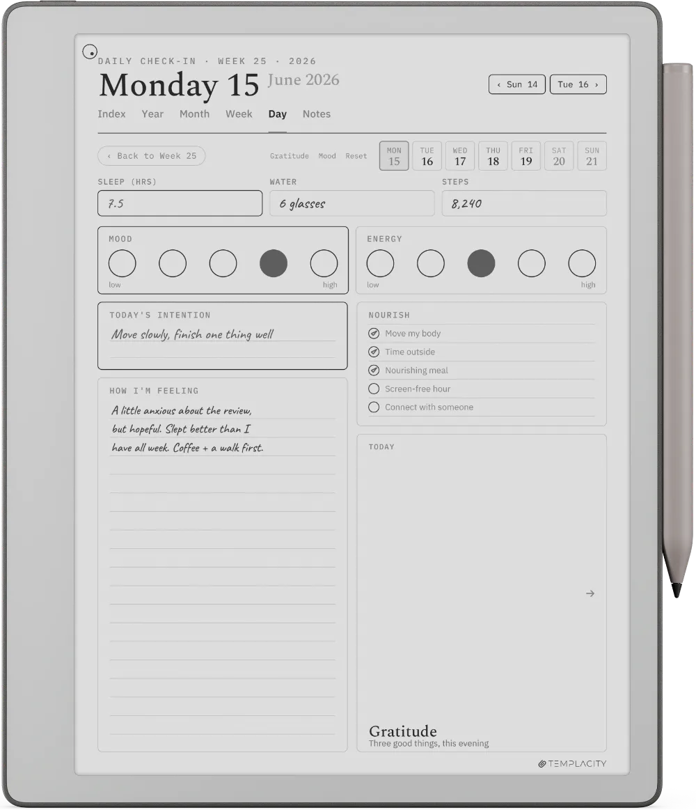 The Planner on the reMarkable Paper Pure