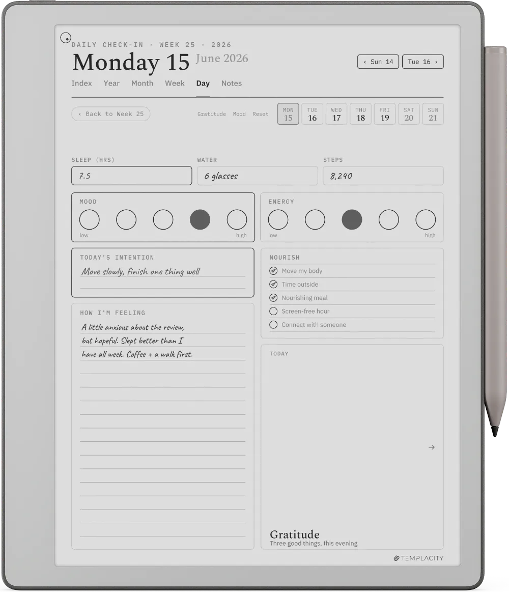 The Planner on the reMarkable Paper Pure