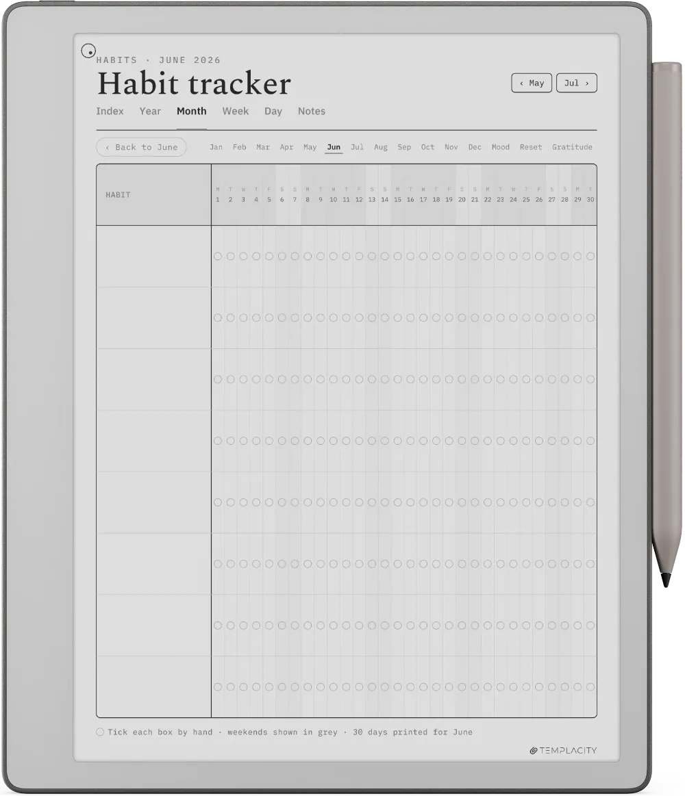 The Planner · Wellness reMarkable Paper Pure page 5