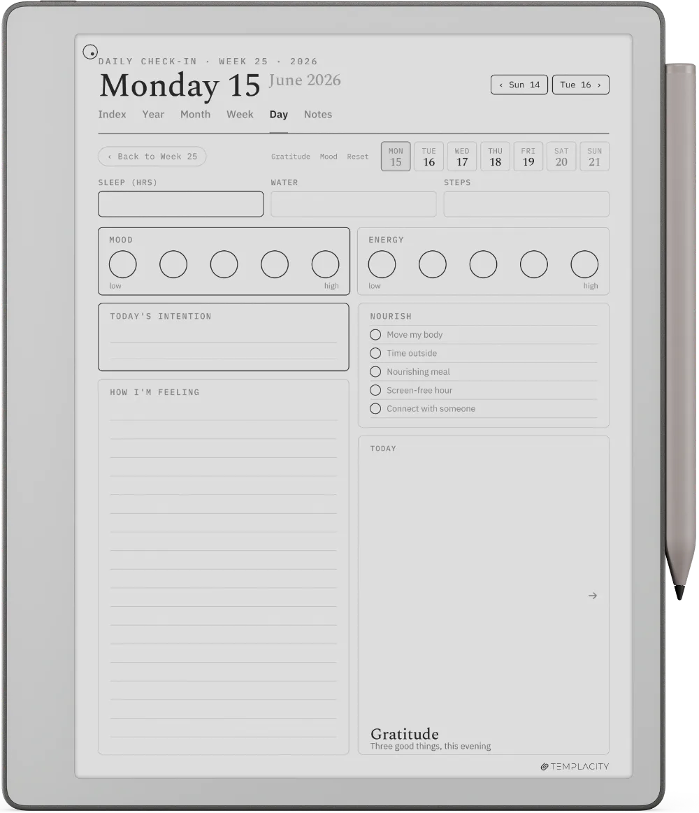 The Planner · Wellness reMarkable Paper Pure page 1
