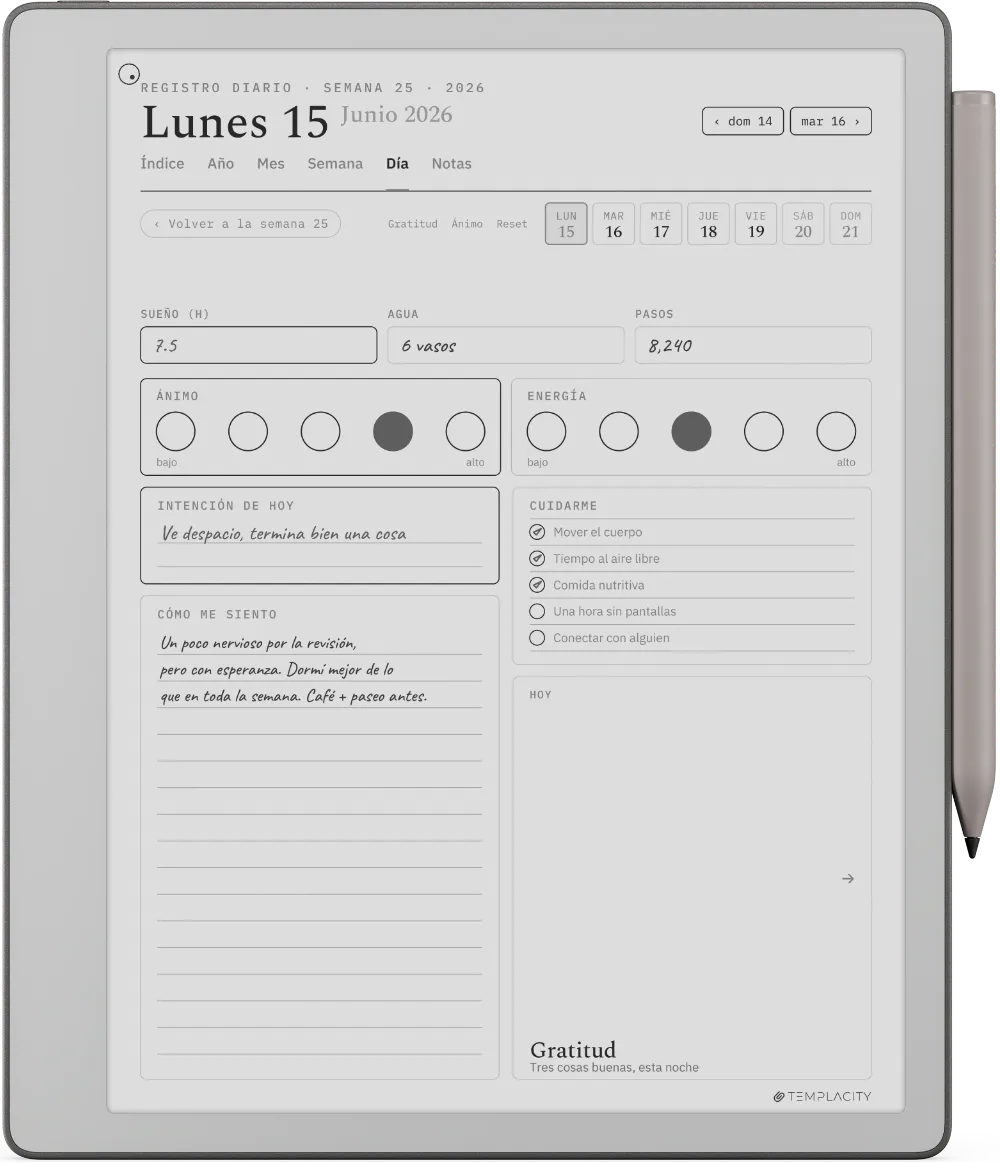 The Planner en el reMarkable Paper Pure